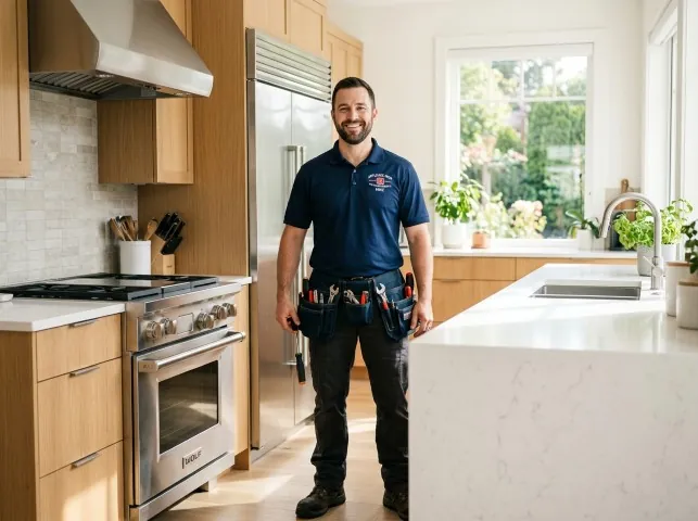 Appliance Repair Hero technician in a Blythewood, SC kitchen after an appliance repair